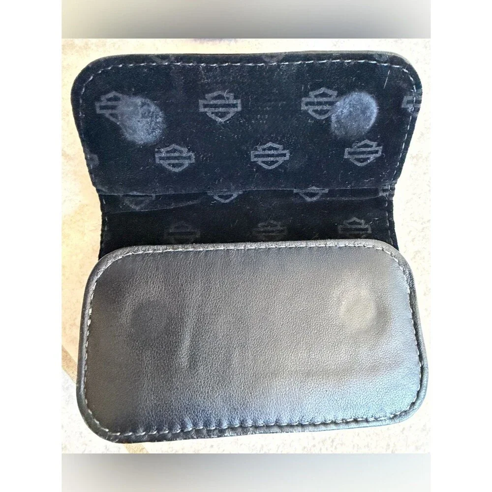 Harley-Davidson Flame Leather Wallet Biker Moto Logo Black Magnetic Unisex